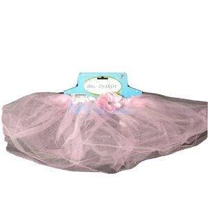 Girls Costume Dress Up Skirt Tutu Mesh Pink Flower Sparkly One Size Age 3 and Up
